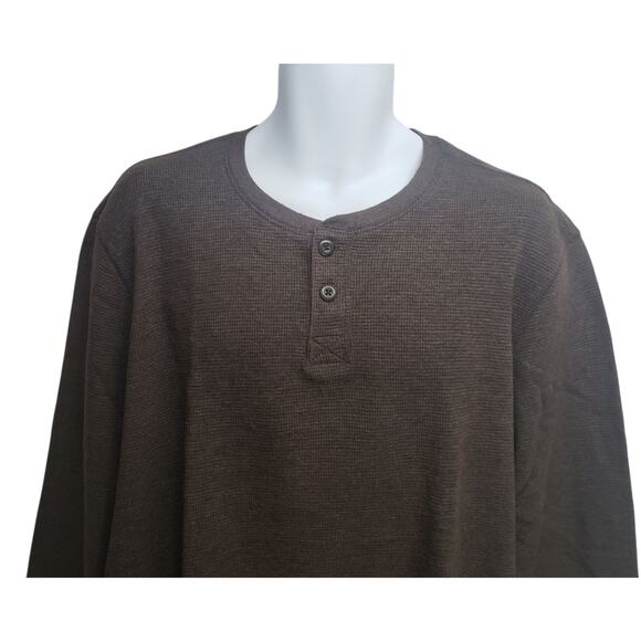 Mens Vintage Faded Glory Waffle Knit Henley Shirt Brown XL 46–48 Long Sleeve Top - Picture 4 of 9